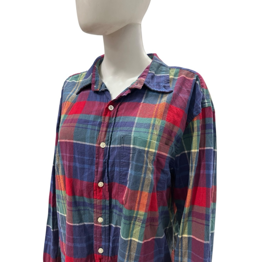 Gap Plaid Button Down Shirt XL Blue Red - Picture 3 of 9